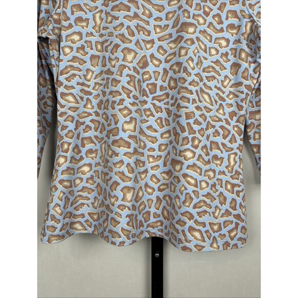 J. McLaughlin Signature Catalina Cloth Blouse Women's Medium Blue Geometric - Picture 4 of 9